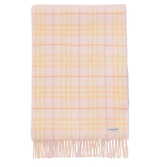 NEW Burberry 168X30 Pink Check To Solid Reversible Cashmere Scarf - Picture 2 of 16